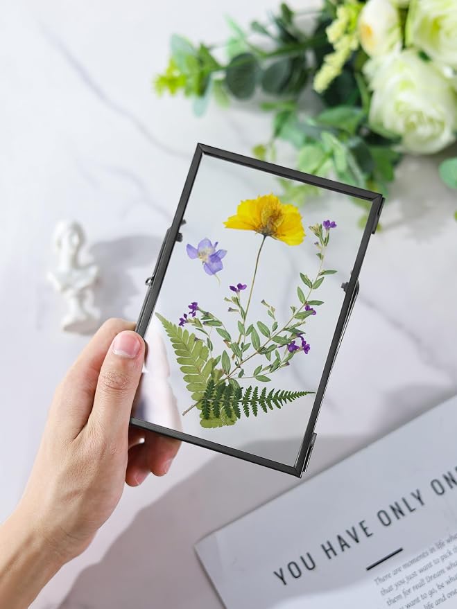 REDHUGO Glass Pressed Flower Frame Handmade, Floating Picture Frames - Image 2