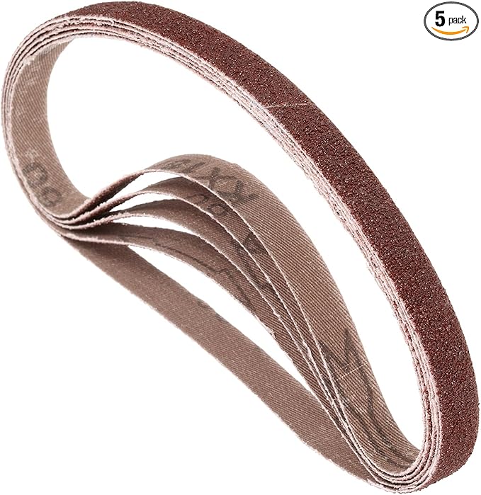 5 Pcs Sanding Belts 3/8 x 21 Inch 60 Grit Aluminum Oxide Abrasive Sandpaper for Belt Sander Metal Grinding Wood Working Weld Rust Removal