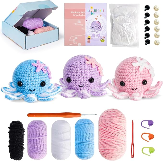 Crochet Kit for Beginners: Make 3 Cute Amigurumi Animals by Unknown