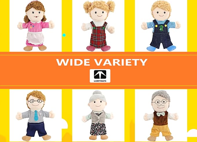 Family Hand Puppets for Kids, Includes Grandpa, Birthday Gifts - Image 4