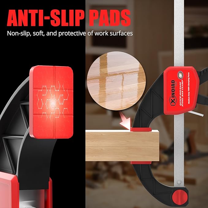 XINQIAO Bar Clamps for Woodworking 6 Inch (2) Wood Clamps Set, One-Handed Spreader with 150lbs for Stable and Reliable Fixing Solutions