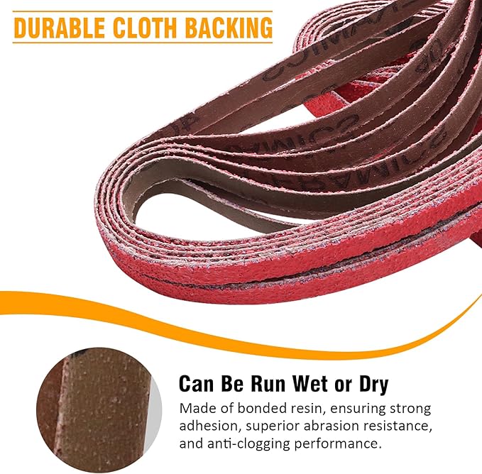 1/2 x 18 Inch Sanding Belts Ceramic, 60 Grit 1/2x18 Inch Sander Belts for Air Belt Sander, Metal Finishing, Rust Removal, Woodworking, 20 Pack