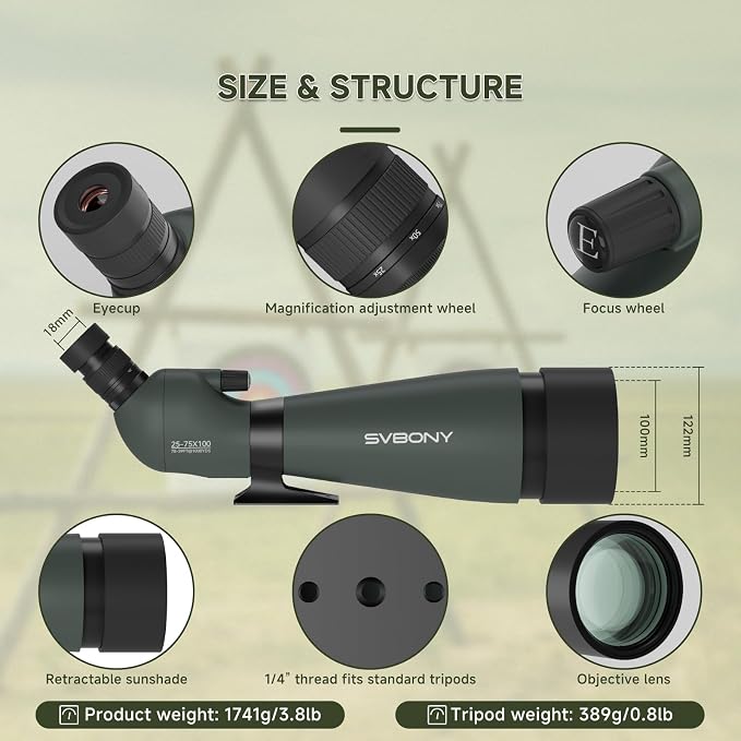 SVBONY SV28 100mm Angled Spotting Scope - Image 9