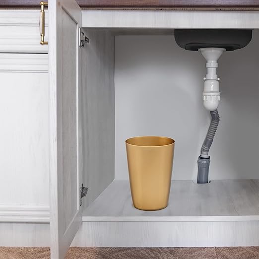 HOLDN’ STORAGE Small Trash Can - 1.58 Gallon Open Top Waste Bin, Compact Waste Can Perfect for Bathroom, Kitchen, Office, Dorm - Durable Garbage Can - Soft Brass