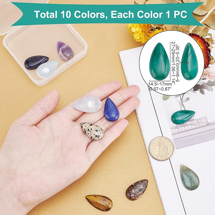 PH PandaHall Teardrop Shaped Natural Gemstone Cabochons - Image 2