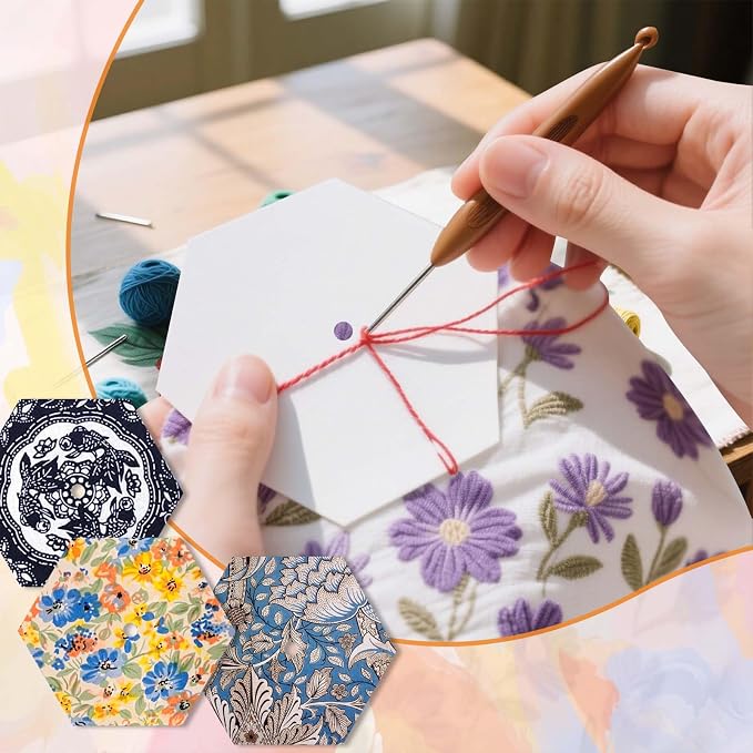 480 PCS 2" Piecing Paper for Quilting, Hexagon Quilting Templates | for DIY - Image 5