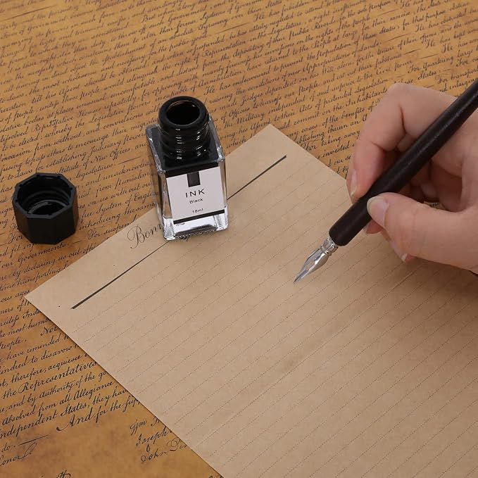 Vintage Quill Pen Ink Set, Feather Quill Pens - Image 5