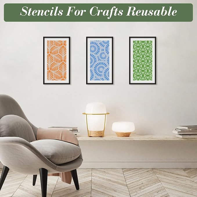 Geometric Texture Stencils for Crafts Reusable 16Pcs Stencils | DIY Art - Image 2