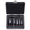 Lichamp Step Drill Bit Set for Metal Sheet Heavy Duty, 5-Piece Premium M2 HSS Step Up Down Drill Bits Stepper Unibit for Steel Hole, 50 Sizes from 1/8 to 1-3/8 inches