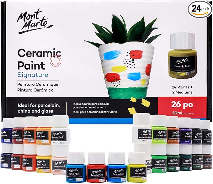 Mont Marte Ceramic Paint Set Signature 26 x 0.7 US fl.oz Multicolor, Vibrant by MontMarte