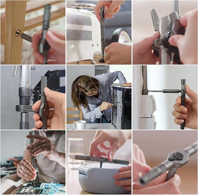 Magnetic Screwdriver Set, DIY Ratchet Screwdriver Set, Multi Bit Magnetic Drive Set with Detachable Ratchet Handle, Portable Compact Repair Tool Kit for Furniture Computer Bicycle