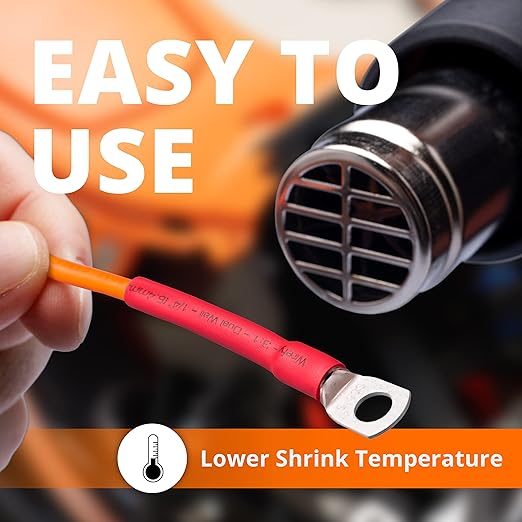 Wirefy 5/8" Heat Shrink Tubing - 3:1 Ratio - Adhesive Lined - a Resistant Heat Shrink - Red - 50 Feet Roll