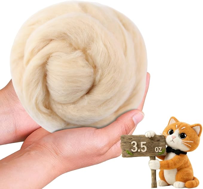 Wool Roving-3.5oz Needle Felting Wool, Soft Multi-Color Wool Fiber, Perfect by VKEDA