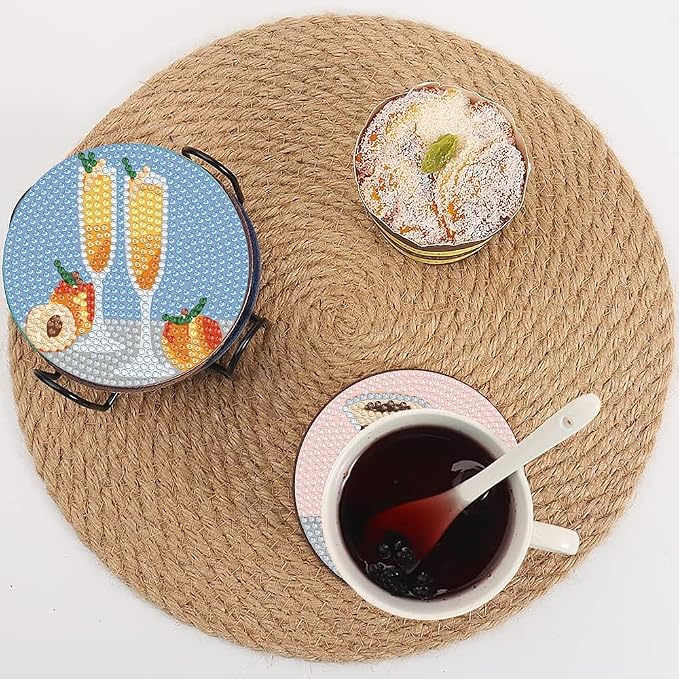 6 Pcs Cocktail Diamond Painting Coasters Kits - Image 4