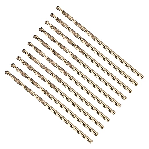 Drill Bit, #53 Cutting Diameter, 4341 HSS Gold Finish 118° Cutting Angle Number Jobber Bits - (Applications: for Drilling Soft Metal Plastic Wood), 10-Pieces