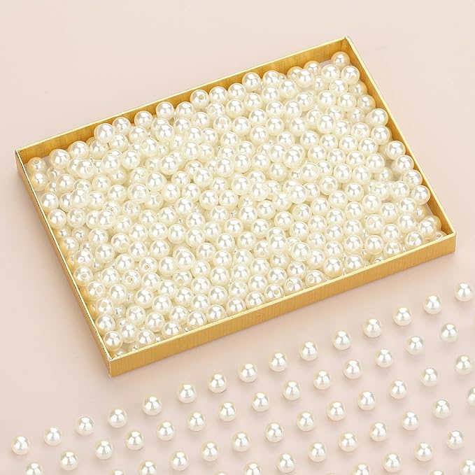 DUQGUHO 8mm Pearls for Crafting Pearl Beads for Jewelry Making Plastic Beads - Image 2