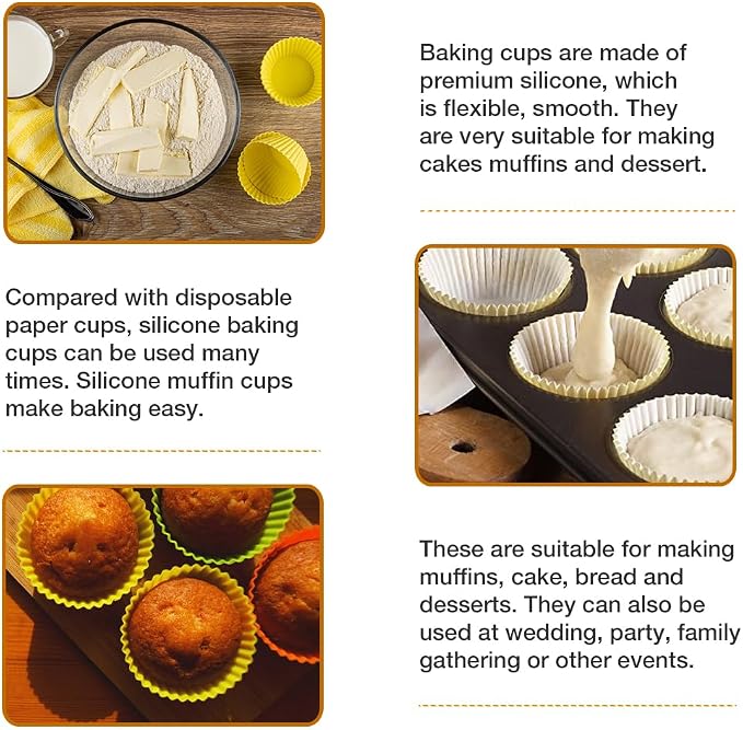 Extra Large Silicone Muffin Cups 24 Pack | Non-stick, - Image 4