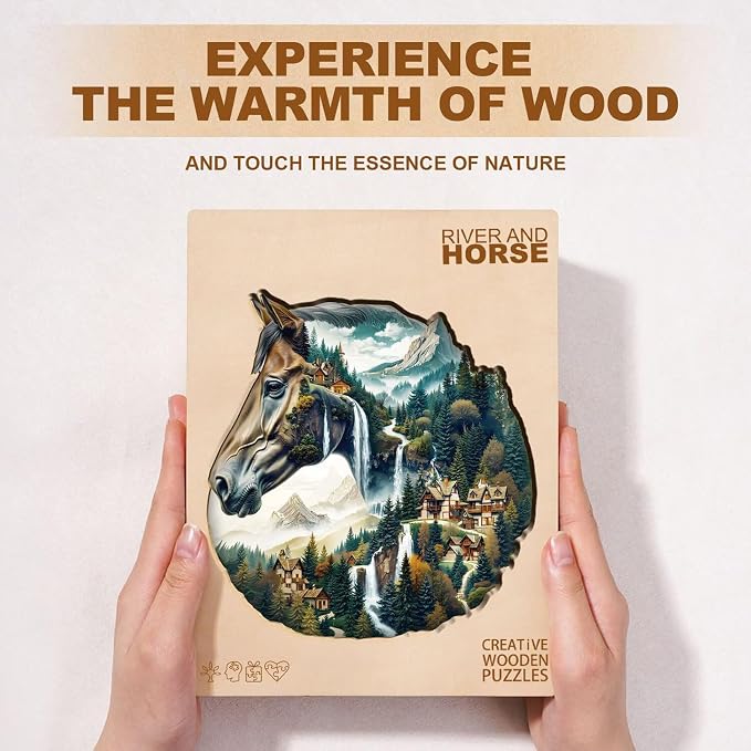 Mountain and River Horse Puzzles Adults Gifts Wooden 190 Pieces 11.4 * 11.1in - Image 8
