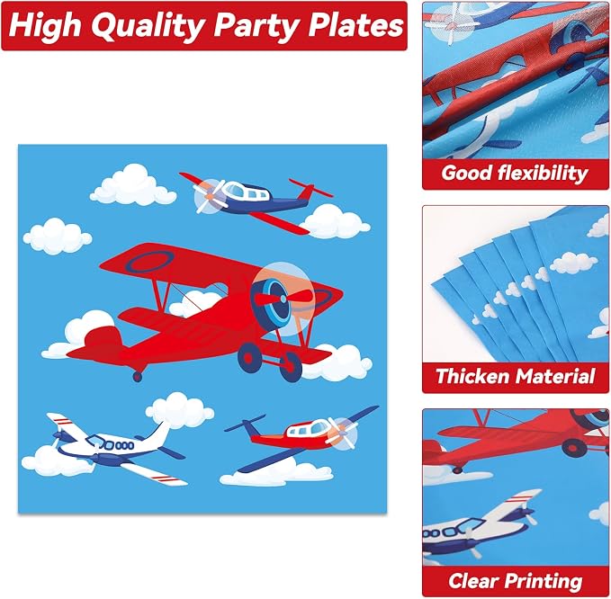 Qyeahkj 50 Guests Airplane Plates and Napkins Party Supplies Plane Party - Image 4