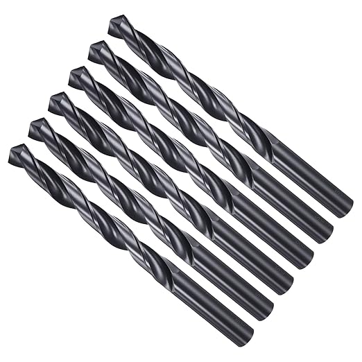 Drill Bit, 15/32" Cutting Diameter, 4241 HSS Nitriding Black 118° Cutting Angle Versatile Jobber Bits - (Applications: for Drilling Plastic Wood Soft Metal), 6-Pieces