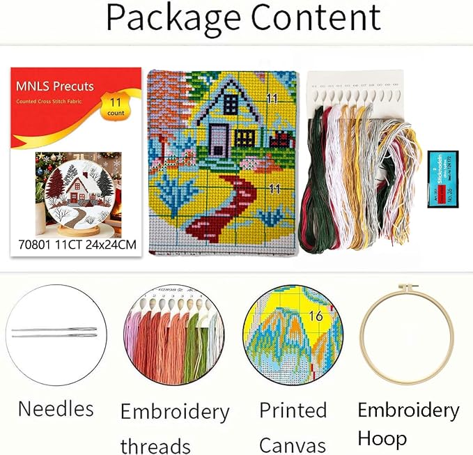 Zhenqing Winter Cabin Stamped Cross Stitch Kit - Image 3