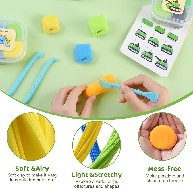 Both idea Air Dry Clay Kit, Camo Theme | 12 Packs, Non-Toxic Kids Gift | School - Image 4