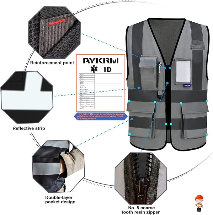 A-SAFETY grey reflective vest