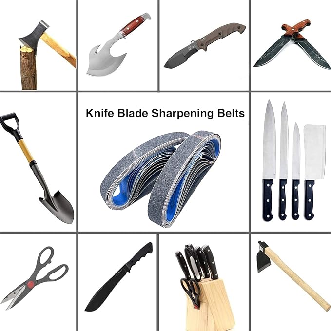 24 PCS 1x18 Silicon Carbide Sharpening Belts,4 Pcs Each of 80,240, 400,600,800,1000 Grits,Knife Sharpener Sanding Belt Kits Fits Ken Onion Blade Grinder Attachment