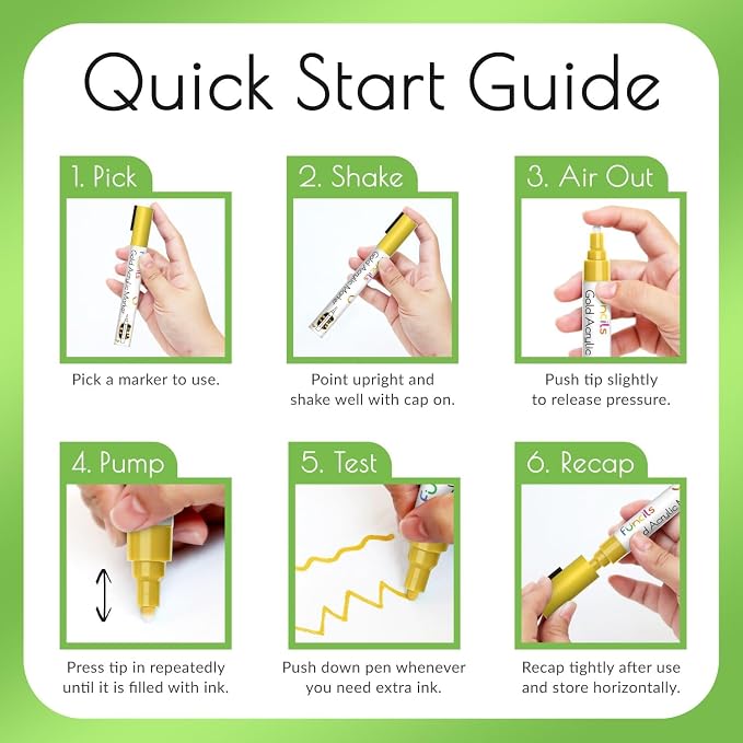 5 Metallic Acrylic Green Paint Pen - Image 9