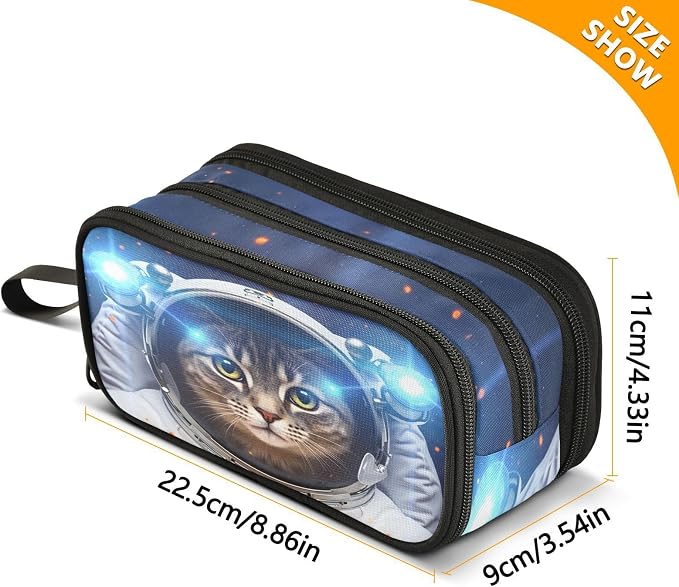 Cat Astronaut Pencil Case Box Boys Girls Large Pencil Pouch - Image 8