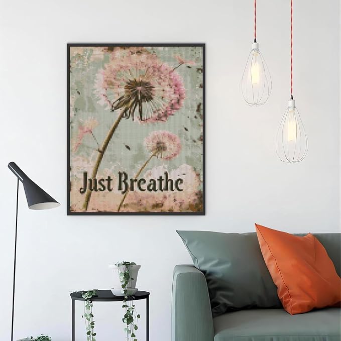 MYBISYMQQ Stamping Cross Stitch Kit Just Breathe, Counting Cross Stitch Kit - Image 3