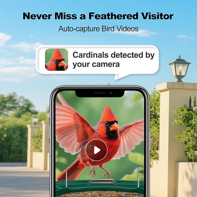 Bird Feeder with Camera, AI Identify Birds Species, FHD WiFi Outdoor Smart Bird - Image 2