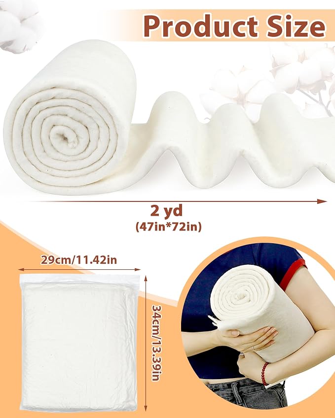 FIVEIZERO 100% Natural Cotton Quilt Batting–47Inchesx2Yards Large Lightweight - Image 2