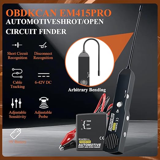 Automotive Electrical Open and Short Finder Circuit Tester Wire Tracker Circuit Breaker Finder DC 6-42V Probe Automotive Circuit Tracer Car Diagnostic for Car, Boat, Trailer EM415 Pro