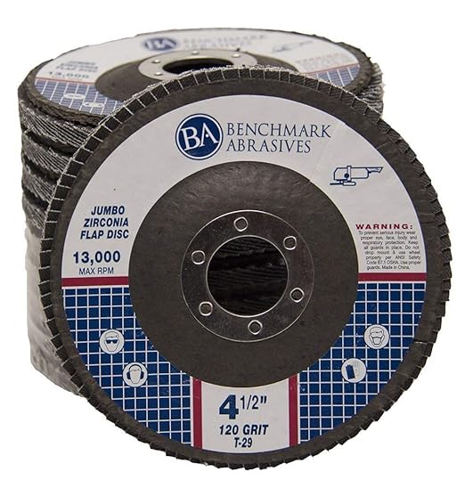 Benchmark Abrasives 4.5" x 7/8" Premium High Density Jumbo Zirconia Type 29 Flap Discs 4 1/2 for Angle Grinder, Sanding Discs, Finishing - Grinding Wheels 4 1/2 Inch (10 Pack) - 120 Grit