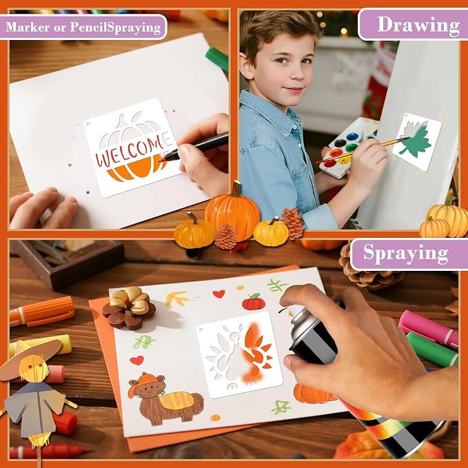 72 PCS 3x3 Inch Thanksgiving Stencils - Image 9