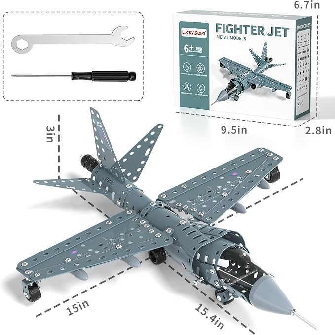 Lucky Doug STEM Building Projects Model Airplane Jet Set - Image 7