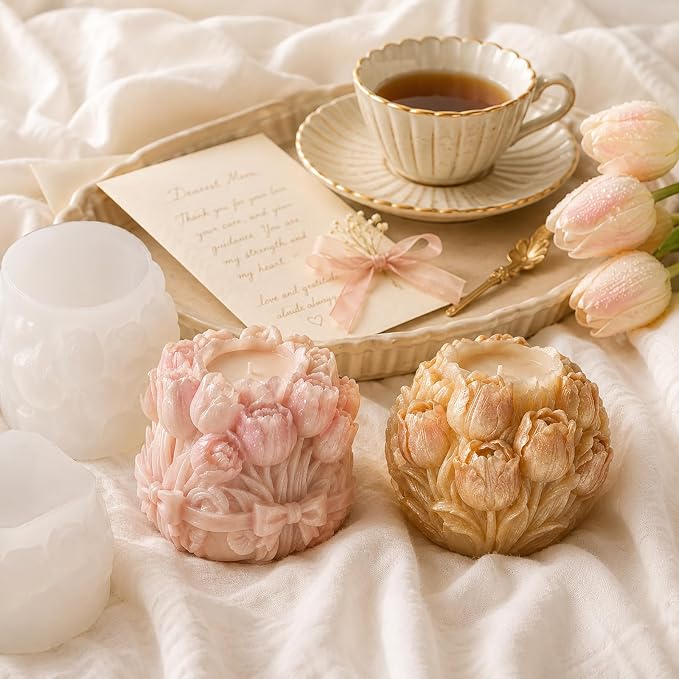 2 PCS 3D Tulip Flower Ball Silicone Candle Molds - Image 8