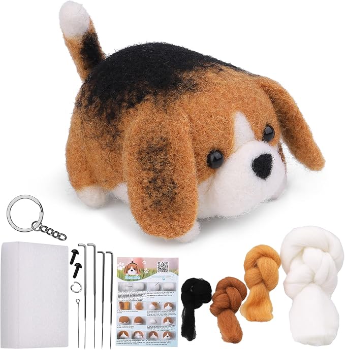 QMNNMA Needle Felting for Beginners, Beagle Needle Felting Set | DIY Wool Felt by Qmnnma