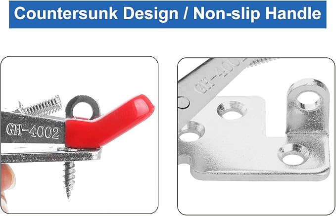 10PCS Adjustable Toggle Latch Clamp 550 lbs Toggle Clamp Latch Hasp Clamp GH-4002 Quick Release Pull Latch Silver Metal Draw Latch for Box Case Trunk, Smoker Door, Jig