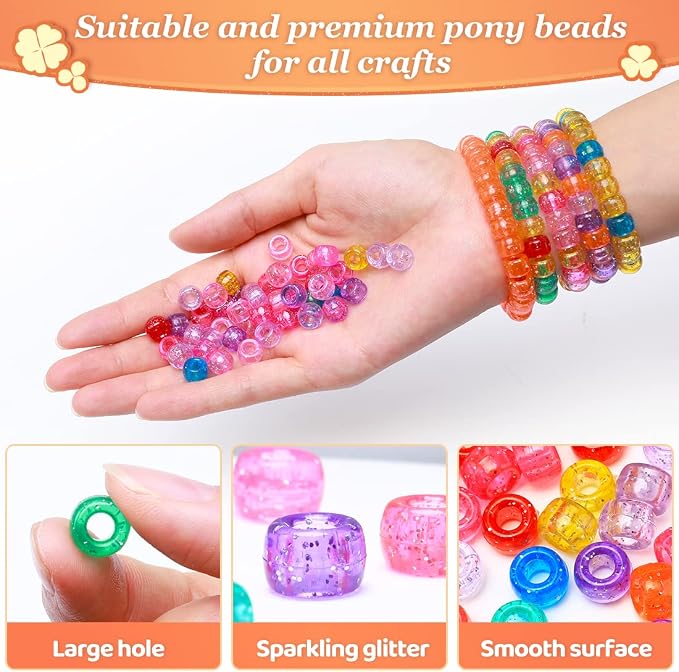 3000+ pcs Pony Beads, Beads for Hair Braids, Beads for Crafts, Plastic Beads - Image 4