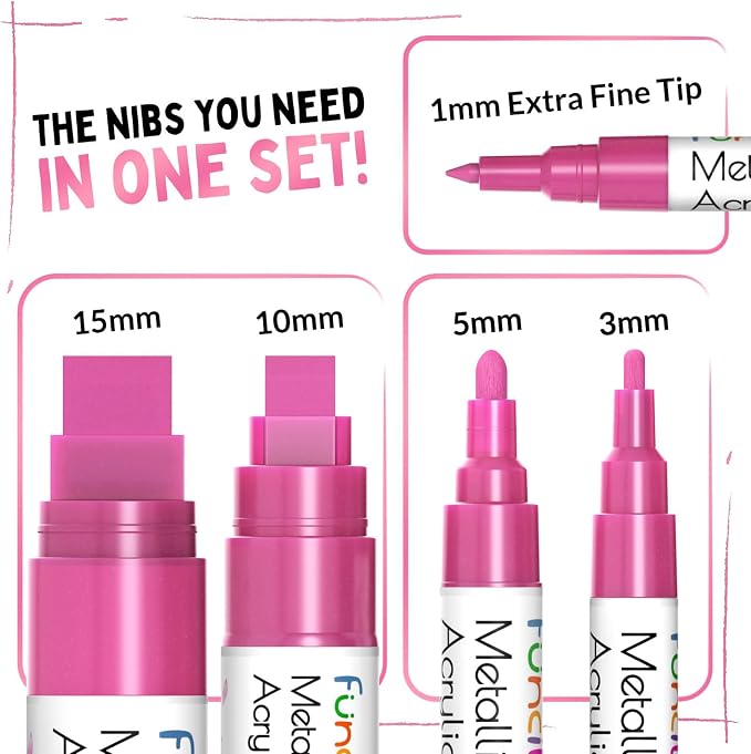 5 Acrylic Metallic Pink Paint Pen - Image 2