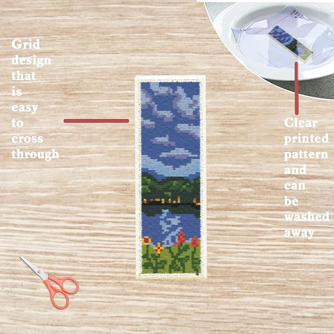 FREEBLOSS 6 Set Cross Stitch Bookmark Kit Scenery Pattern - Image 3