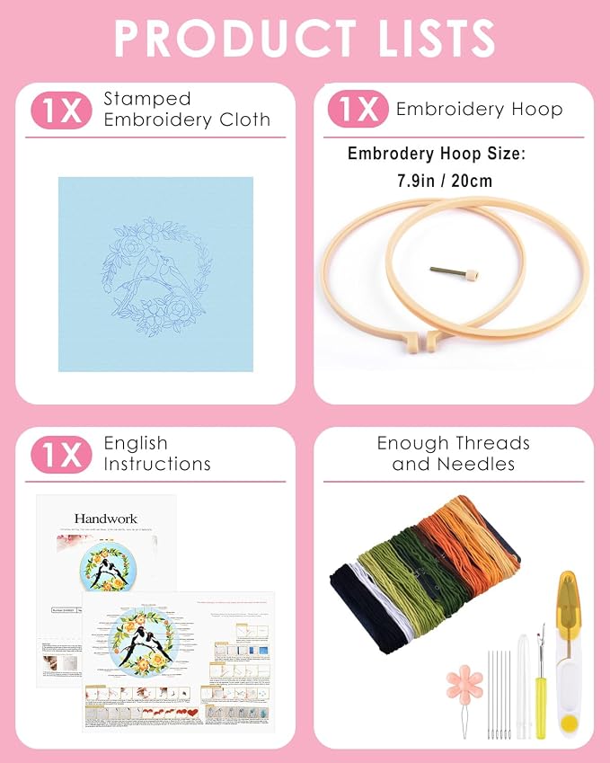 TINDTOP Embroidery Kit for Beginners Adult, Bird Embroidery Kit | Include - Image 2