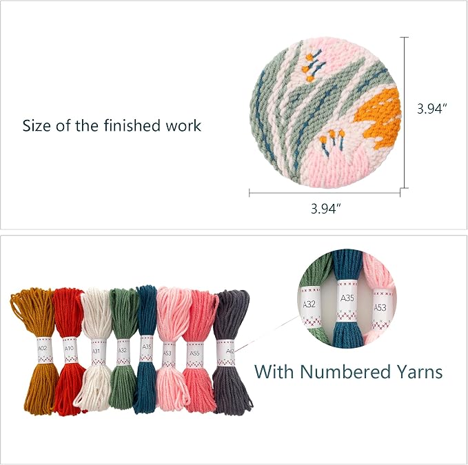 Myfelicity Punch Needle Kit, 6-Piece Set-Punch Needle Coaster Kit, - Image 3
