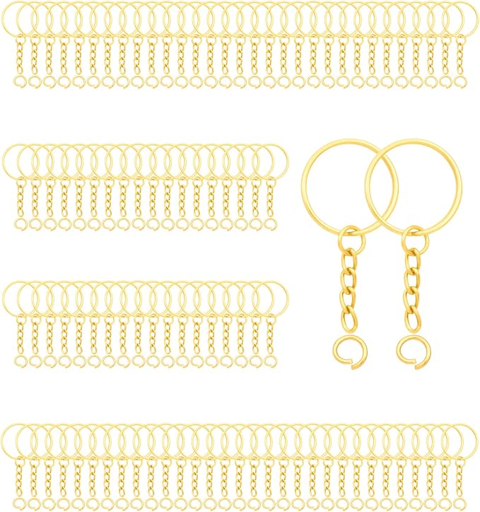 100Sets 1 inch Keychain Rings Golden Split Round Key Ring by ZoloAJay