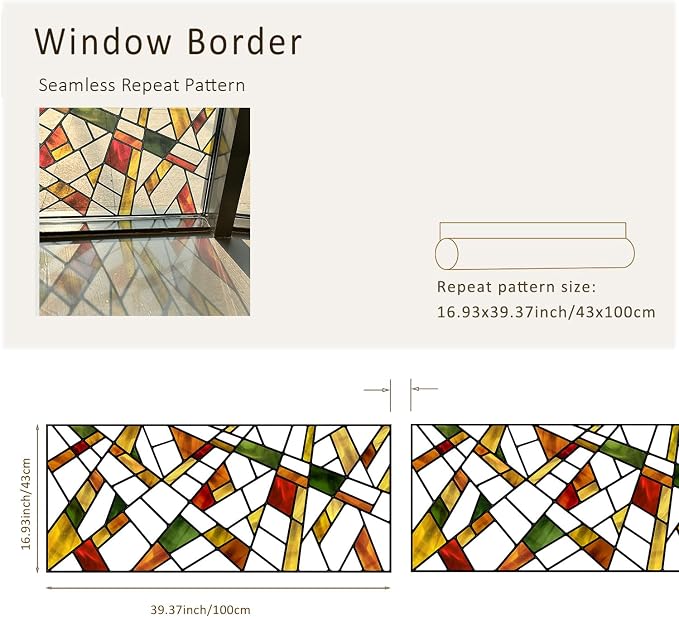 Faux Stained Glass Effect Window Film, Original Double-Sided Hand-Drawn Static - Image 2