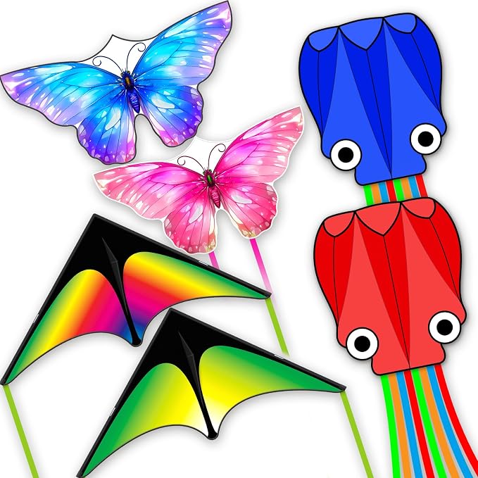 SGftre 3 Piece Set Butterfly Delta Octopus Kites by SGftre