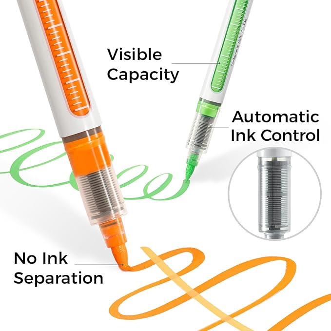 Ohuhu Acrylic Paint Markers Brush Tip: 48 Pack Automatic Ink Control Acrylic - Image 4