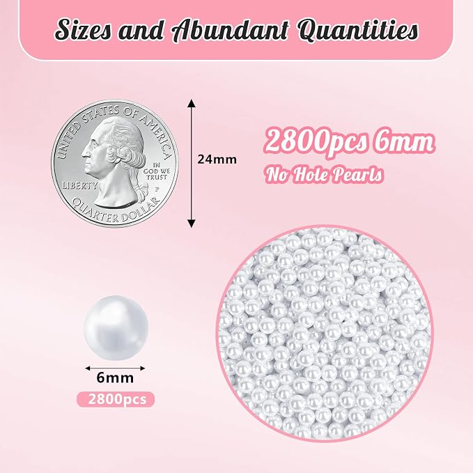 2800PCS 6mm Pearls for Crafting, Artificial Pearl Beads for Vase Filler - Image 2